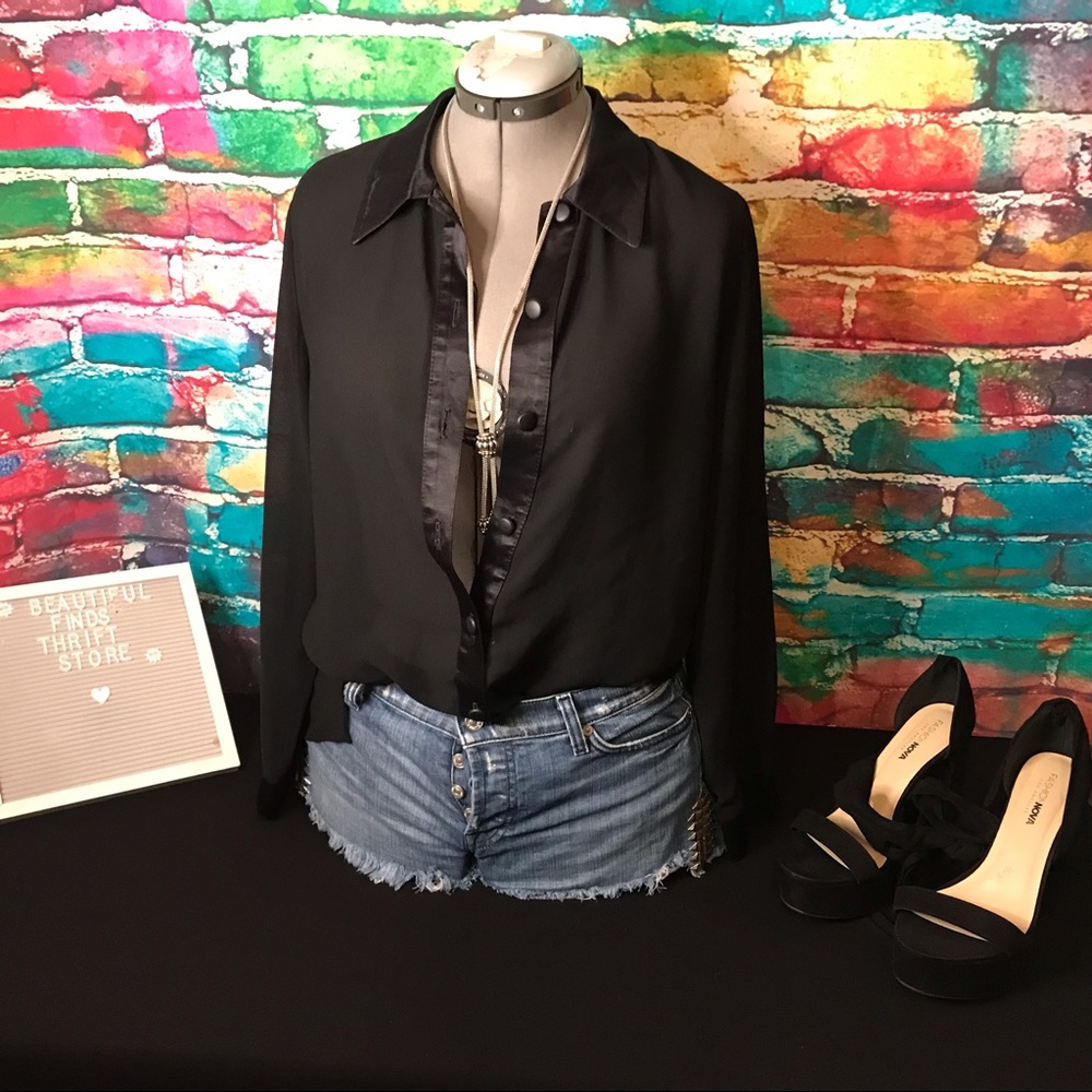 Sexy button up see threw shirt.
